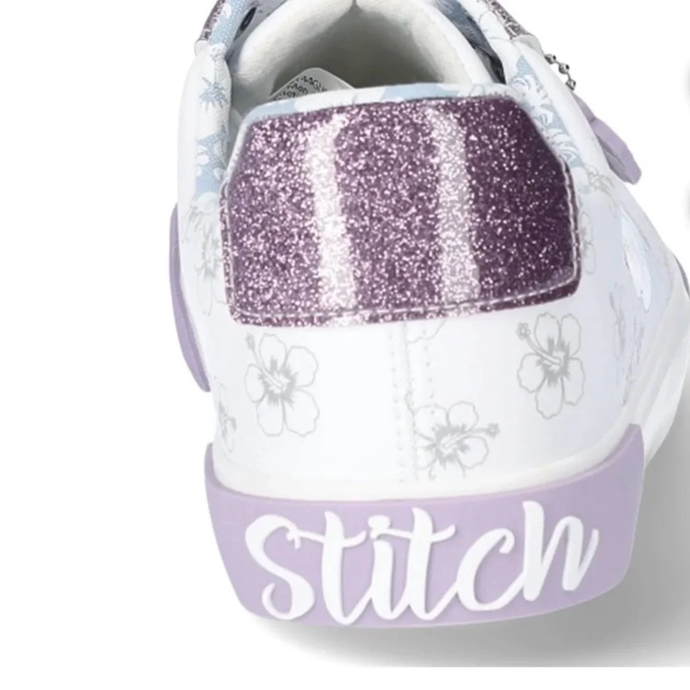 Disney Women's Stitch White and Lavender Sneakers - Picture 3 of 6